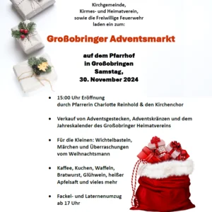 Adventsmarkt Flyer 2024  Foto: Heimatverein Großobringen